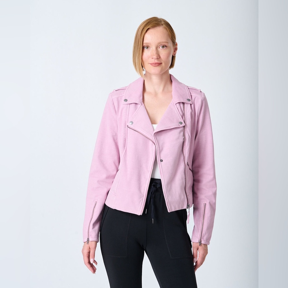 Anthropologie Marrakech Jaxon Knit Moto Jacket Lilac Large NEW Boho Bikercore - Picture 8 of 11